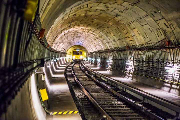 photo of train track subway